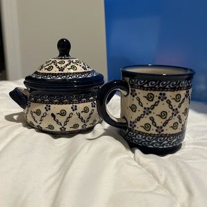 Polish Pottery Mug & Sugar Jar